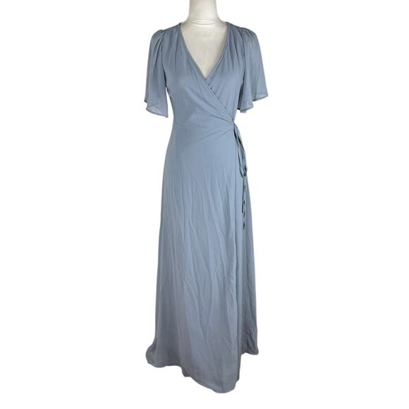 Baltic Born Ivy Wrap Maxi Dress Light Blue Chiffon Bridesmaid V-Neck Size XS NEW - Picture 3 of 9